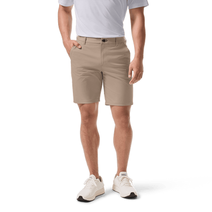 Sand Dealmaker Chino+ Short Front Lower Body Angle.