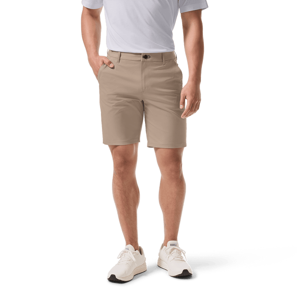Sand Dealmaker Chino+ Short Front Lower Body Angle.