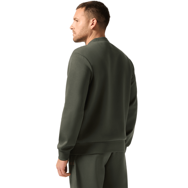 Men's Dark Army NOBULL Elements Crew Sweatshirt Back On Body Angle.
