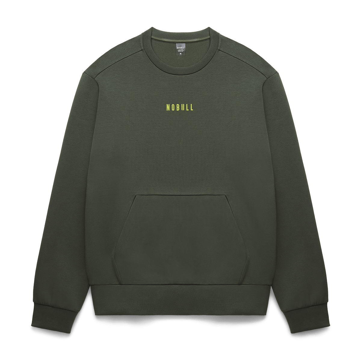 Men's Dark Army NOBULL Elements Crew Sweatshirt Flat Lay Angle.