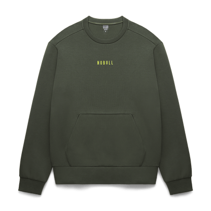 Men's Dark Army NOBULL Elements Crew Sweatshirt Flat Lay Angle.