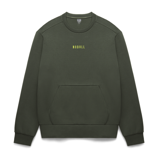 Men's Dark Army NOBULL Elements Crew Sweatshirt Flat Lay Angle.