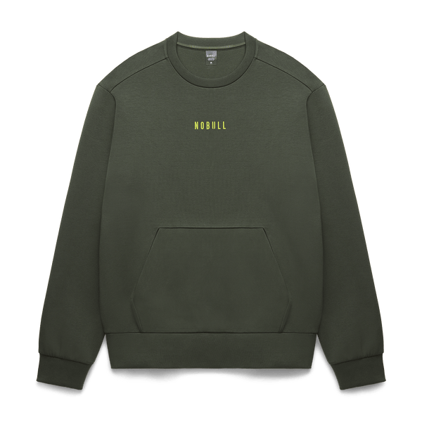 Men's Dark Army NOBULL Elements Crew Sweatshirt Flat Lay Angle.