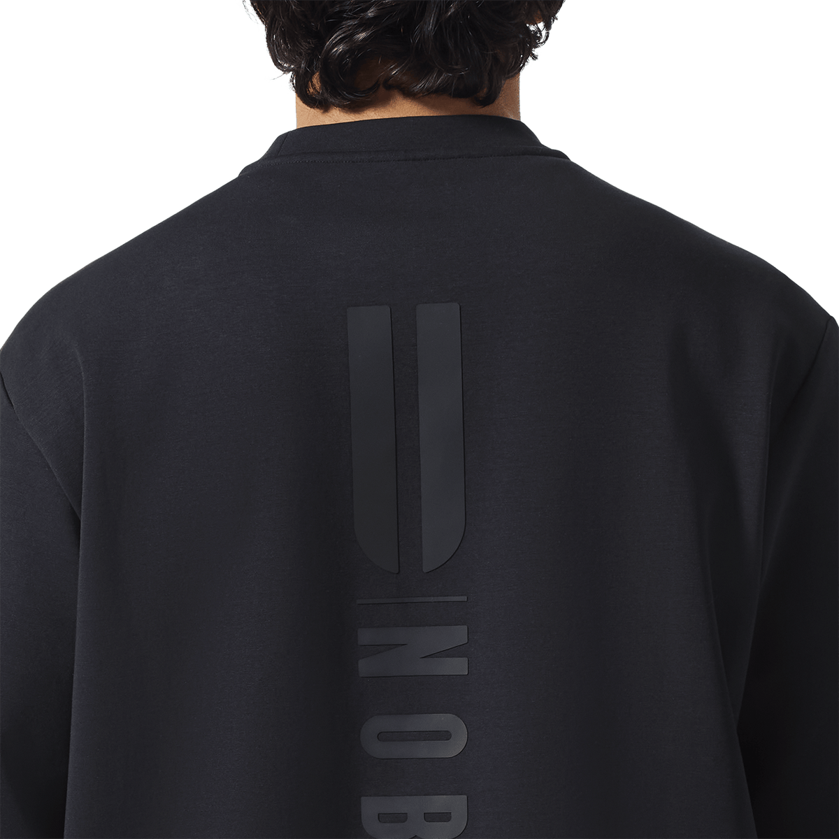 Men's Black NOBULL Elements Crew Back Detail Angle.