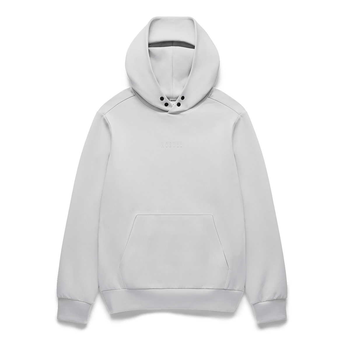 Men's Light Grey NOBULL Elements Hoodie Flat Lay Angle.