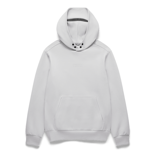 Men's Light Grey NOBULL Elements Hoodie Flat Lay Angle.