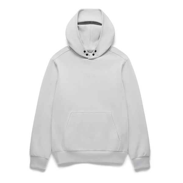 Men's Light Grey NOBULL Elements Hoodie Flat Lay Angle.