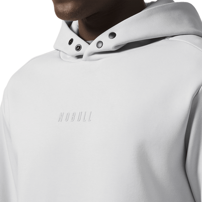 Men's Light Grey NOBULL Elements Hoodie Front Detail Angle.