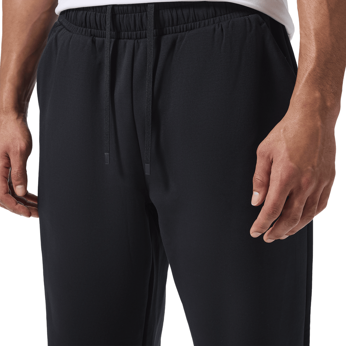 Men's Black NOBULL Elements Sweatpants Drawstring Detail Angle.