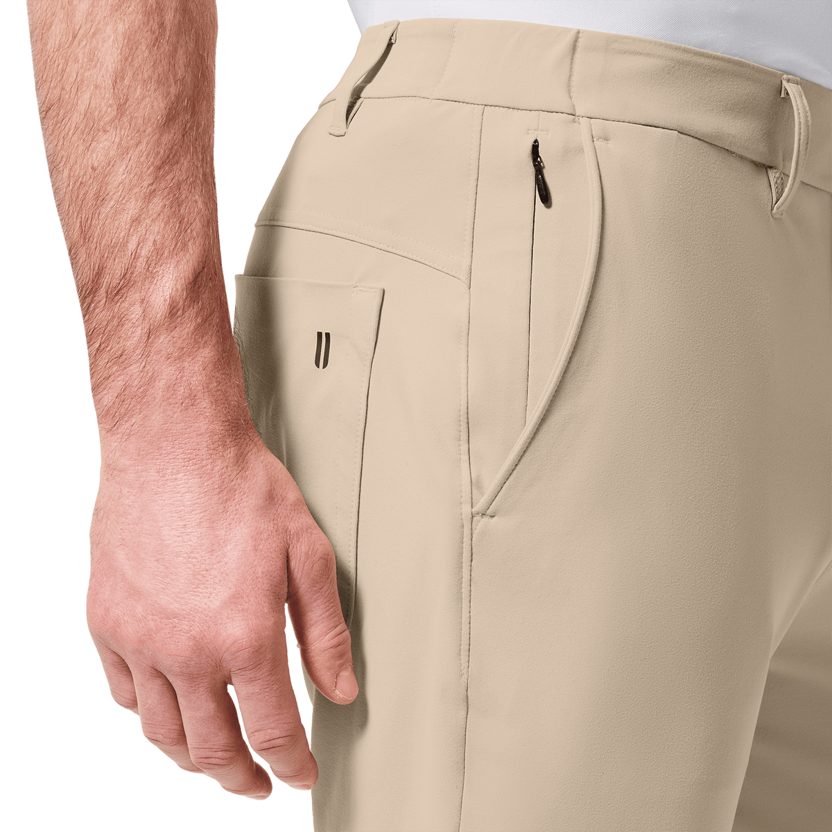 Taupe Public Rec Men's Gamechanger 5-Pocket Pant Pocket Detail Angle.