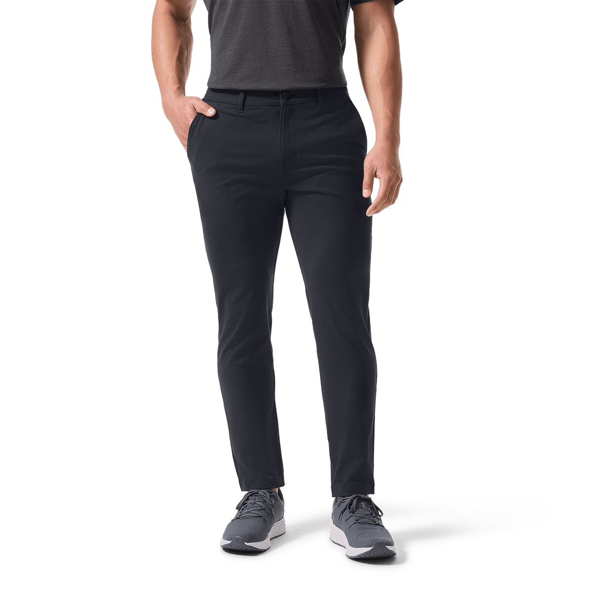 Stone Gray Public Rec Mens Gamechanger 5-Pocket Pant Front Lower Body Angle.