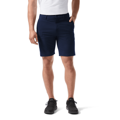 Navy Public Rec Gamechanger 5 Pocket Short Front Lower Body Angle.