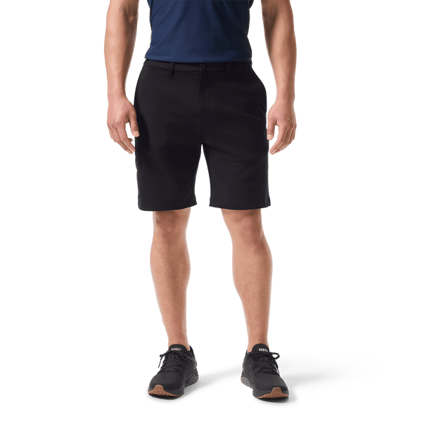 Black Public Rec Gamechanger 5 Pocket Short Front Lower Body Angle.