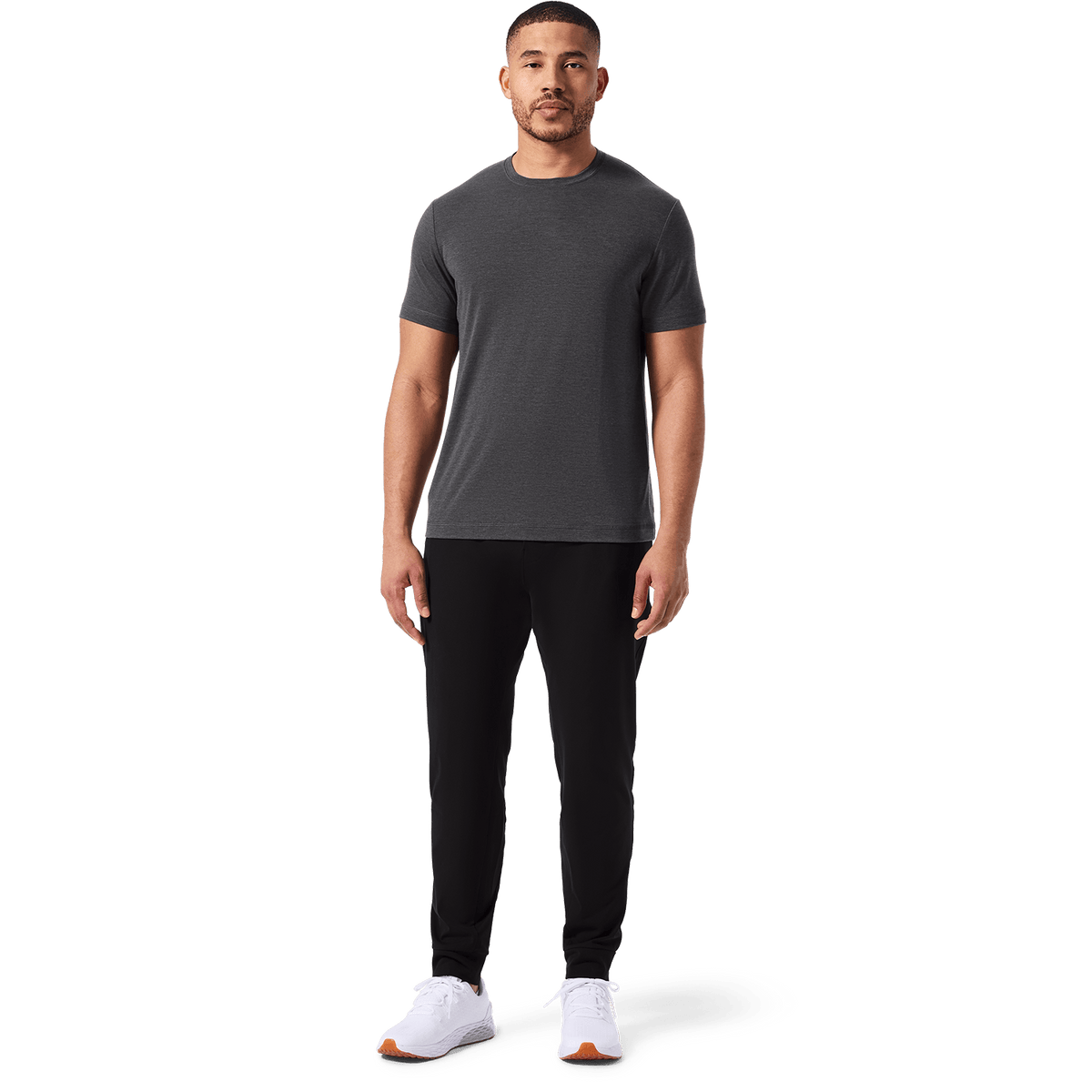 Black Men's Public Rec Gamechanger Jogger Pants Front Full Body Angle.