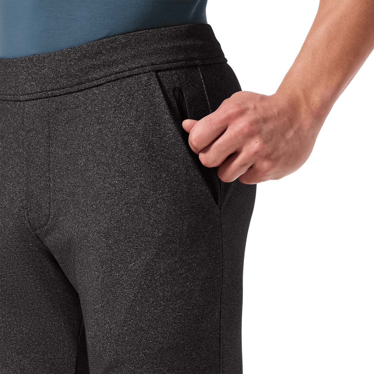 Charcoal Heather Men's Public Rec Gamechanger Jogger Pocket Detail Angle.