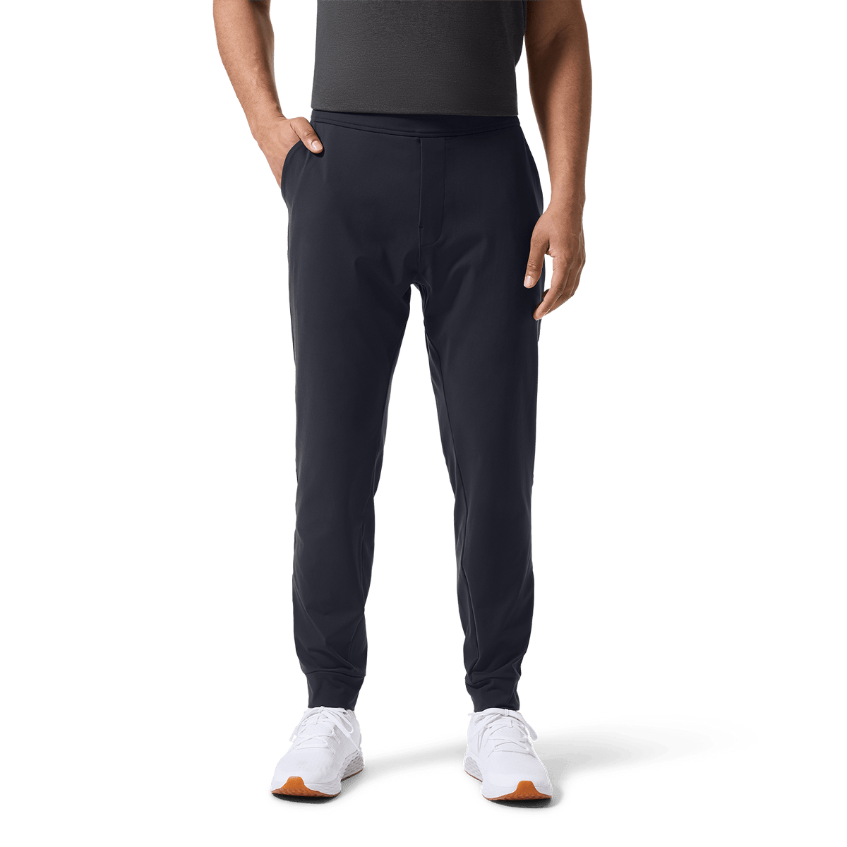 Stone Grey Men's Public Rec Gamechanger Jogger Front Lower Body Angle.