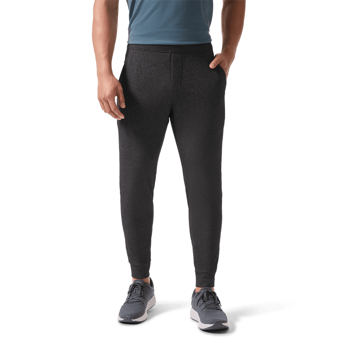 Charcoal Heather Men's Public Rec Gamechanger Jogger Front Lower Body Angle.