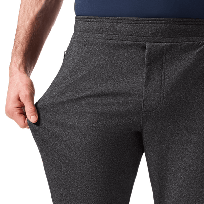 Charcoal Heather Public Rec Men's Gamechanger Rec Pant Stretch Detail Angle.