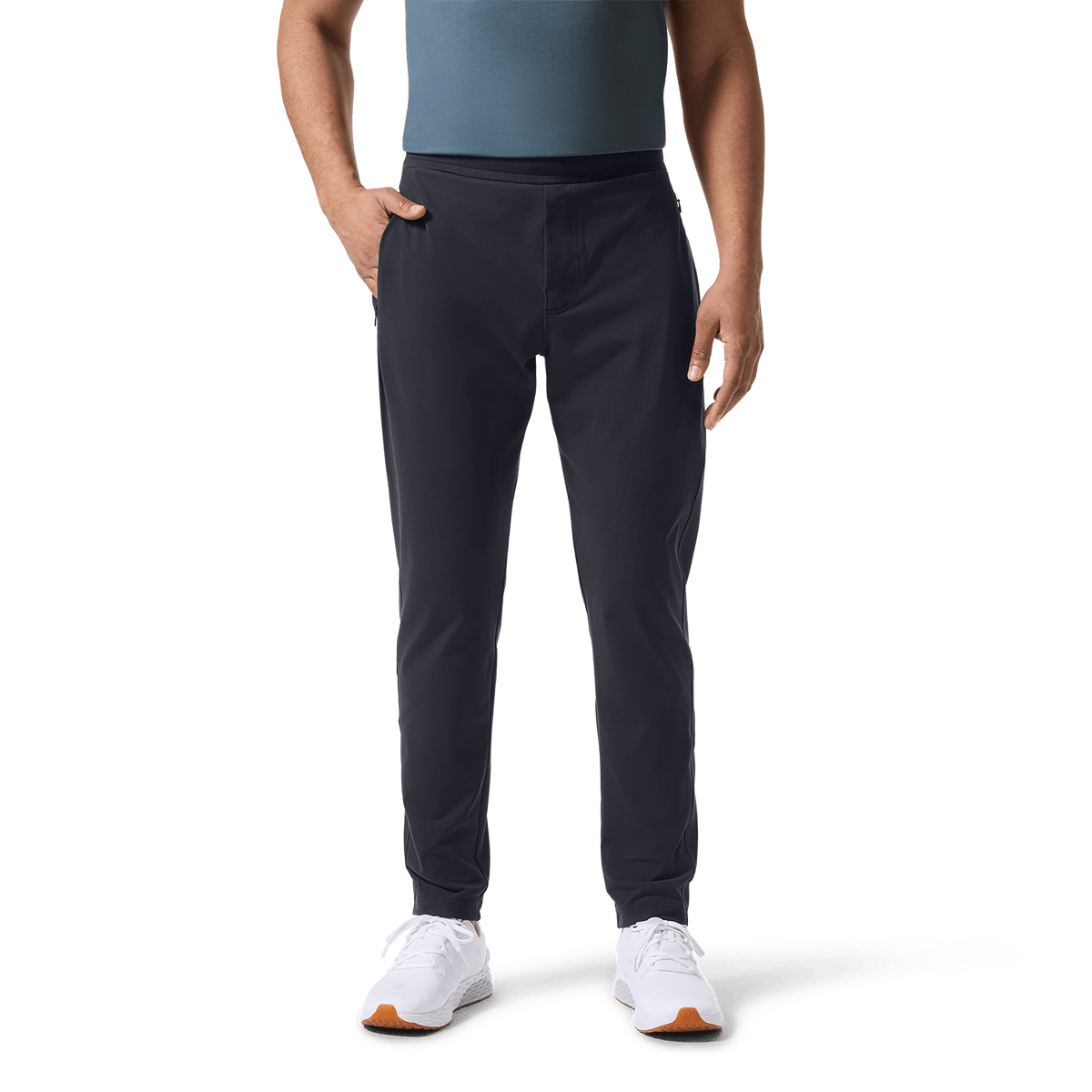 Stone Gray Public Rec Men's Gamechanger Pant Front Lower Body Angle.