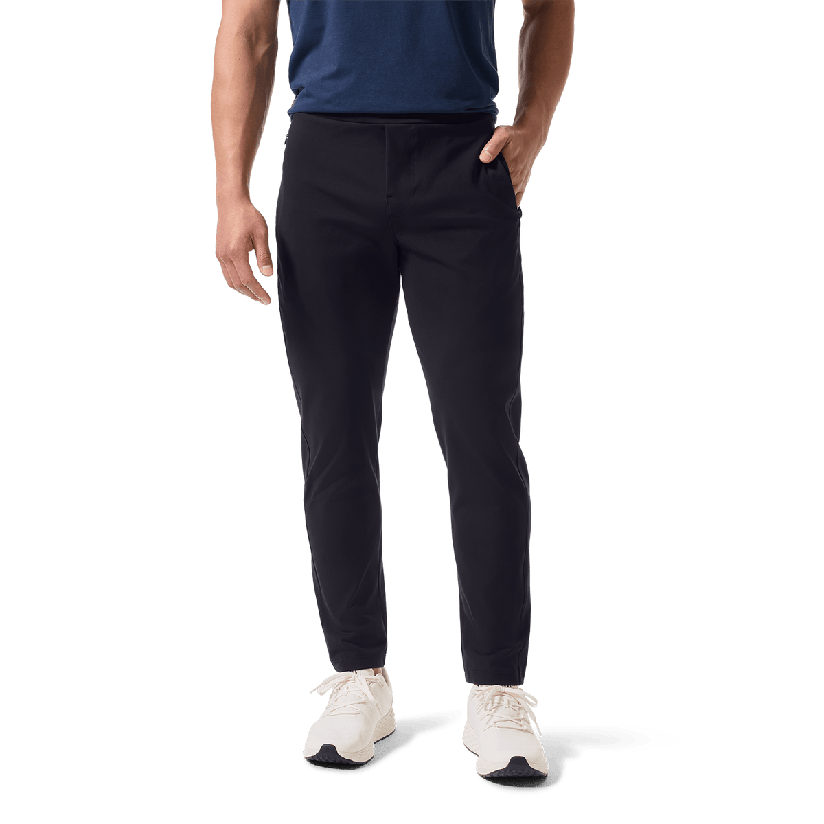 Black Public Rec Men's Gamechanger Rec Pant Front Lower Body Angle.