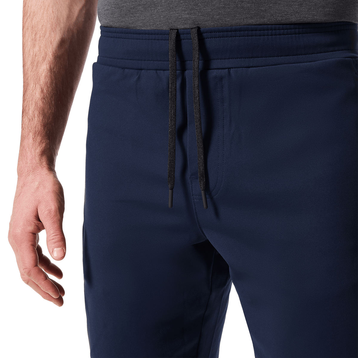Navy Public Rec Gamechanger Short Drawstring Detail Angle.