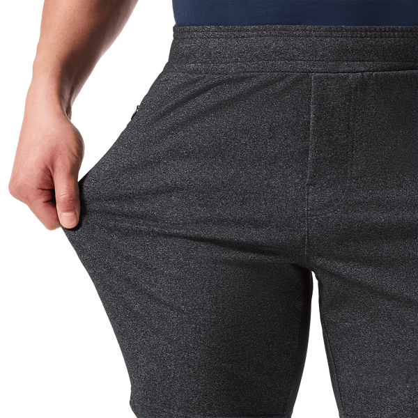 Charcoal Heather Gamechanger Rec Short Stretch Angle.
