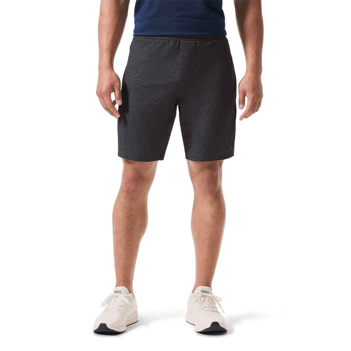 Charcoal Heather Gamechanger Rec Short Front Lower Body Angle.