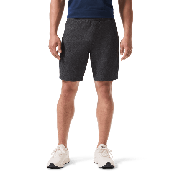 Charcoal Heather Gamechanger Rec Short Front Lower Body Angle.
