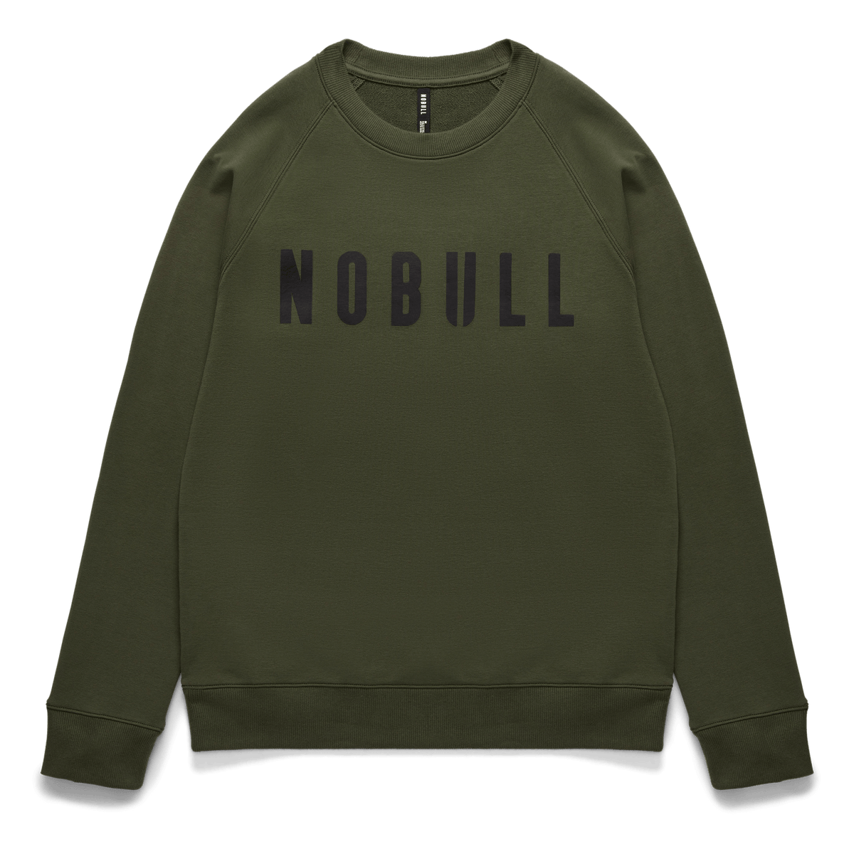 Men's Dark Army NOBULL Layers Crew Flat Lay Angle.