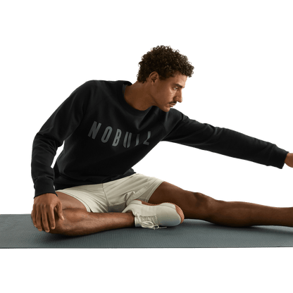 Men's Black NOBULL Layers Crew Sweatshirt Action Shot Angle.