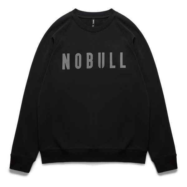 Men's Black NOBULL Layers Crew Sweatshirt Flat Lay Angle.