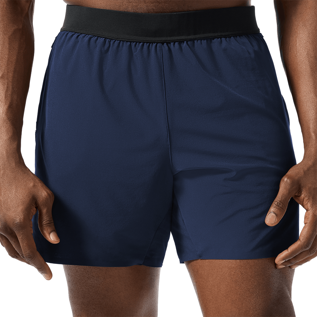 Men's Night Navy Drive Short 6" (Lined) Front Lower Body Angle.