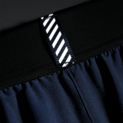 Men's Night Navy Drive Short 6" (Unlined) Reflective Tab Detail Angle.