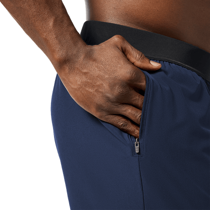 Men's Night Navy Drive Short 6" (Unlined) Pocket Detail Angle.