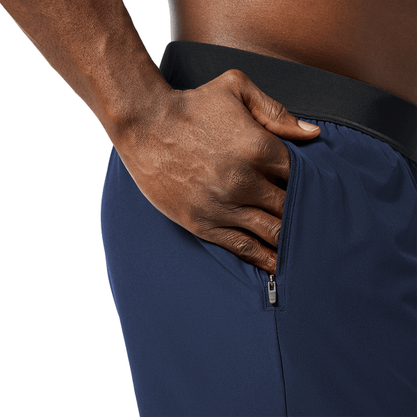 Men's Night Navy Drive Short 6" (Unlined) Pocket Detail Angle.