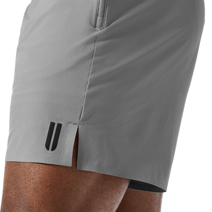 Men's Gargoyle Drive Short 6" (Unlined) U Logo Detail Angle.