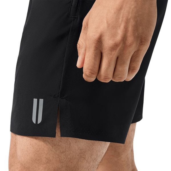 Men's Black Drive Short 6" (Unlined) U Logo Angle.