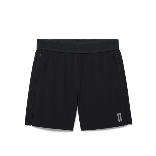 Men's Black Drive Short 6" (Unlined) Flat Lay Angle.