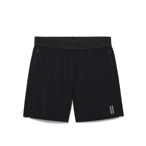 Men's Black Drive Short 6" (Unlined) Flat Lay Angle.
