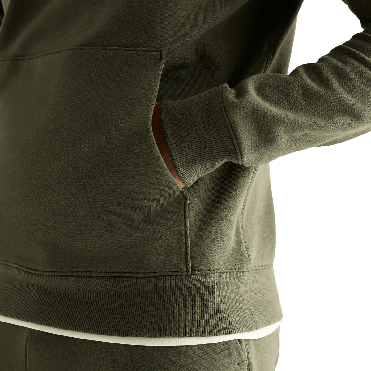 Men's Dark Army NOBULL Layers Hoodie Pocket Angle.