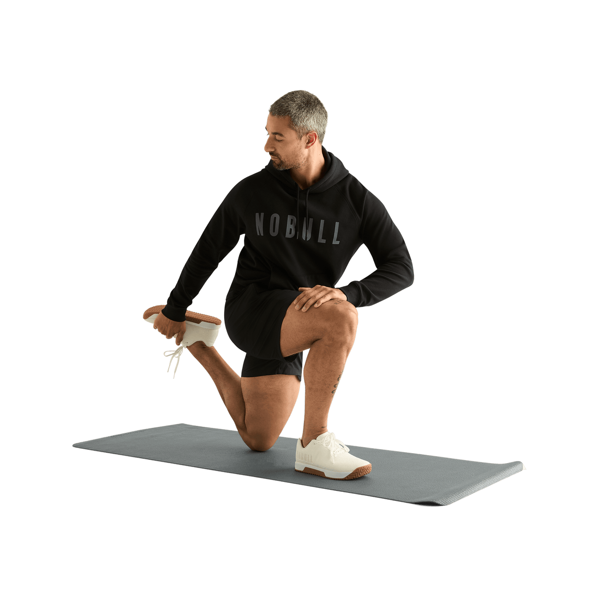 Men's Black NOBULL Layers Hoodie Action Shot Angle.
