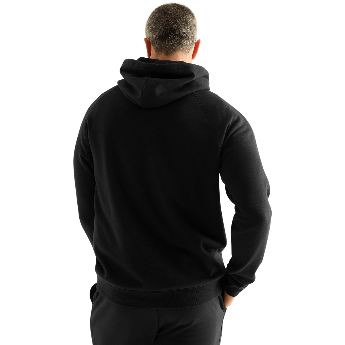 Men's Black NOBULL Layers Hoodie Back On Body Angle.