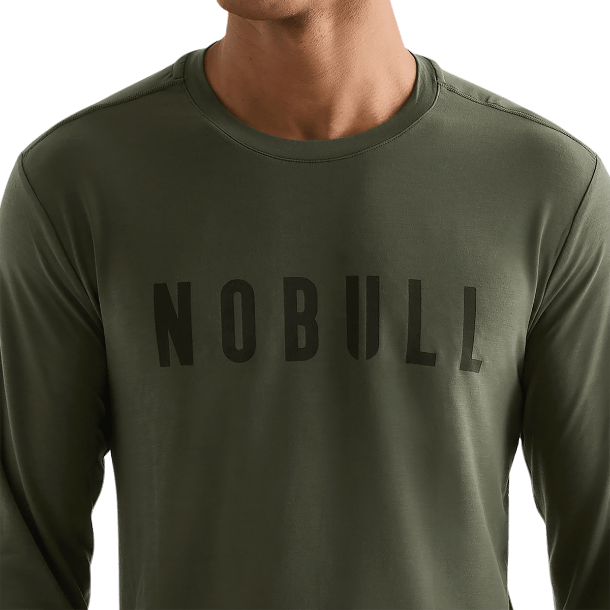 Men's Dark Army NOBULL Long Sleeve Tee Detail Angle.