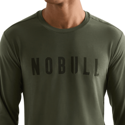 Men's Dark Army NOBULL Long Sleeve Tee Detail Angle.
