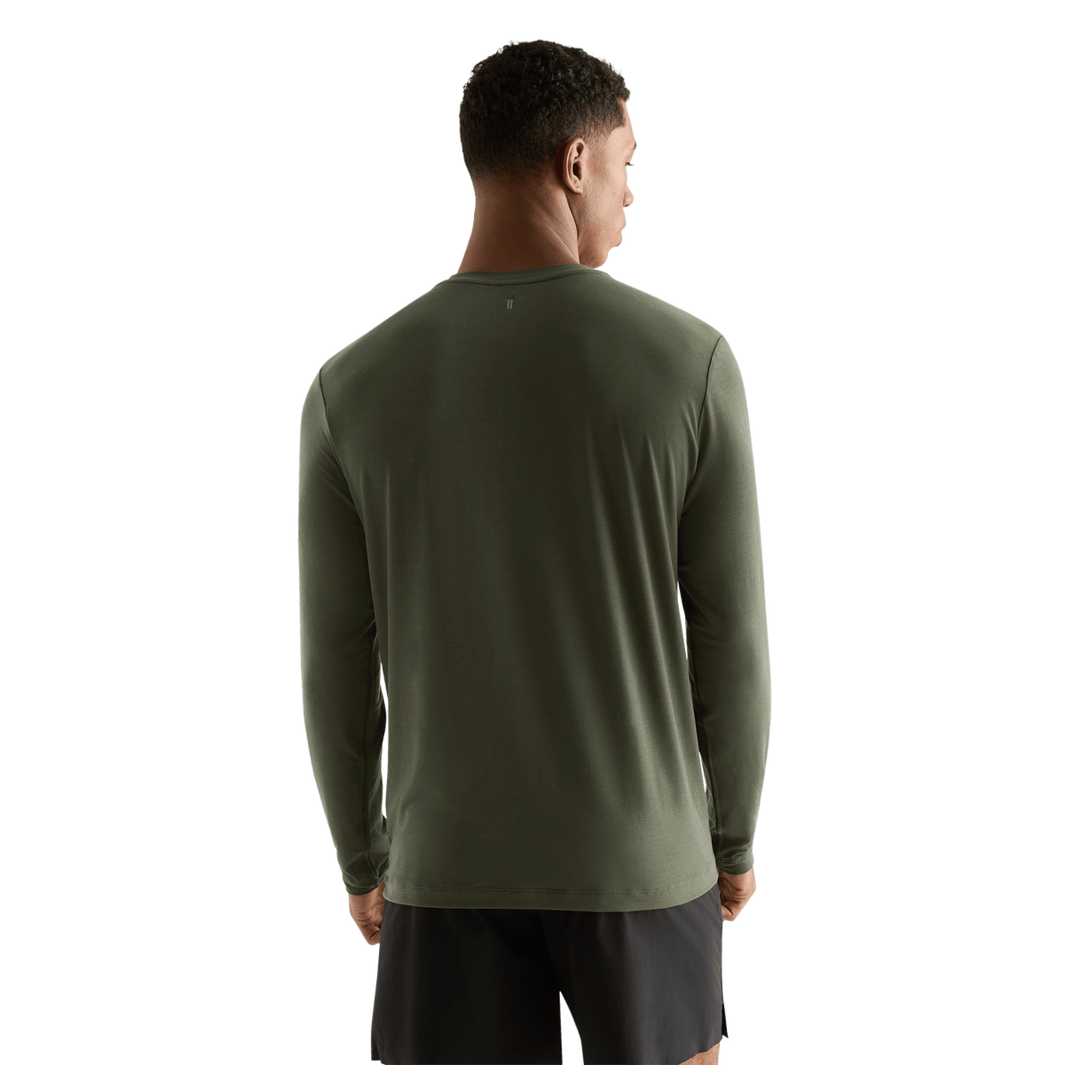 Men's Dark Army NOBULL Long Sleeve Tee Back Angle.