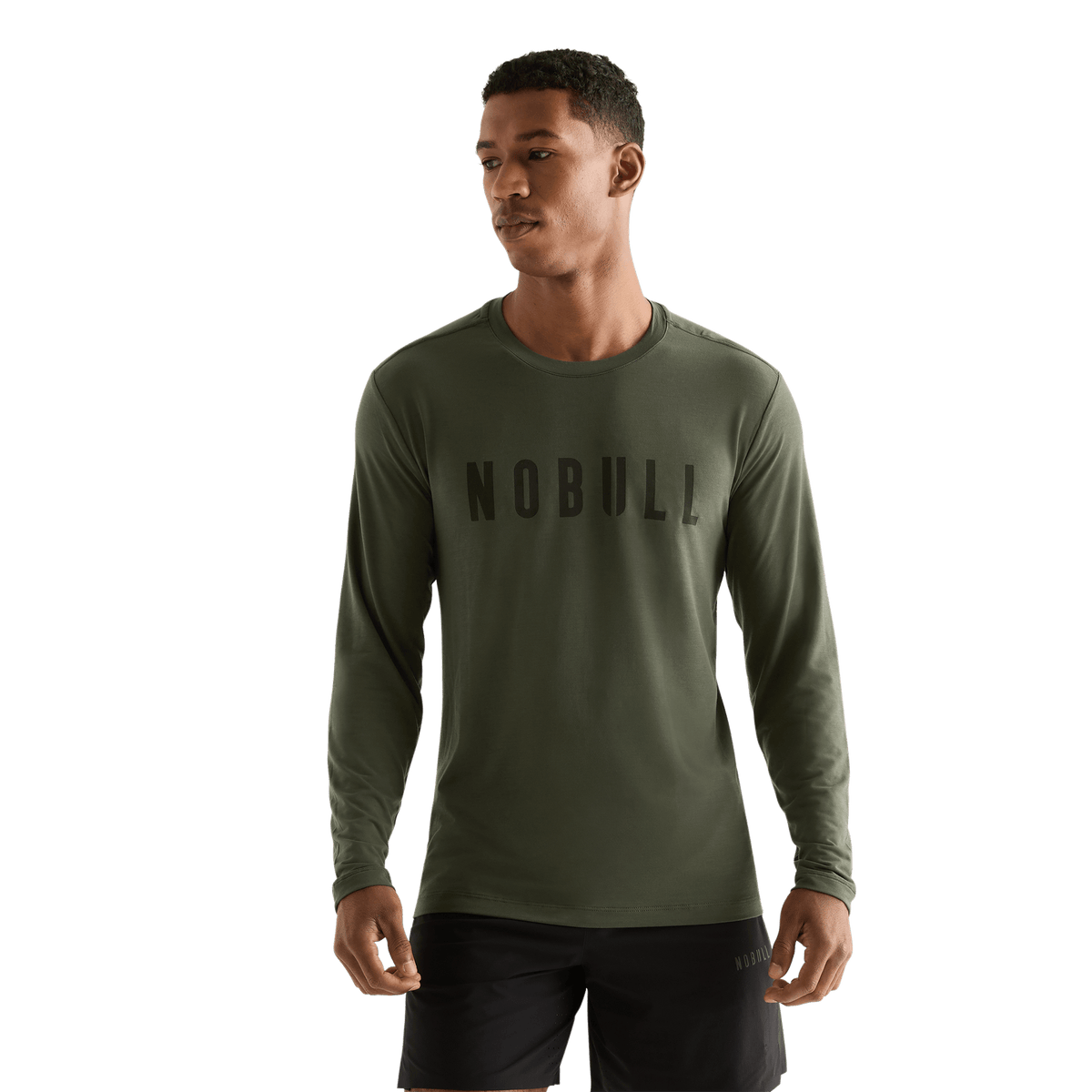 Men's Dark Army NOBULL Long Sleeve Tee Front Angle.