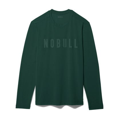 Men's Dark Ivy NOBULL Long Sleeve Tee Flat Lay Angle.