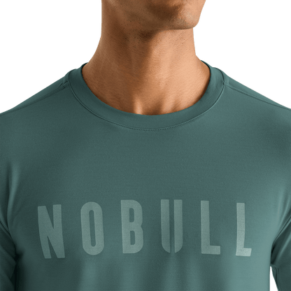 Men's Silver Pine NOBULL Long Sleeve Tee Detail Angle.
