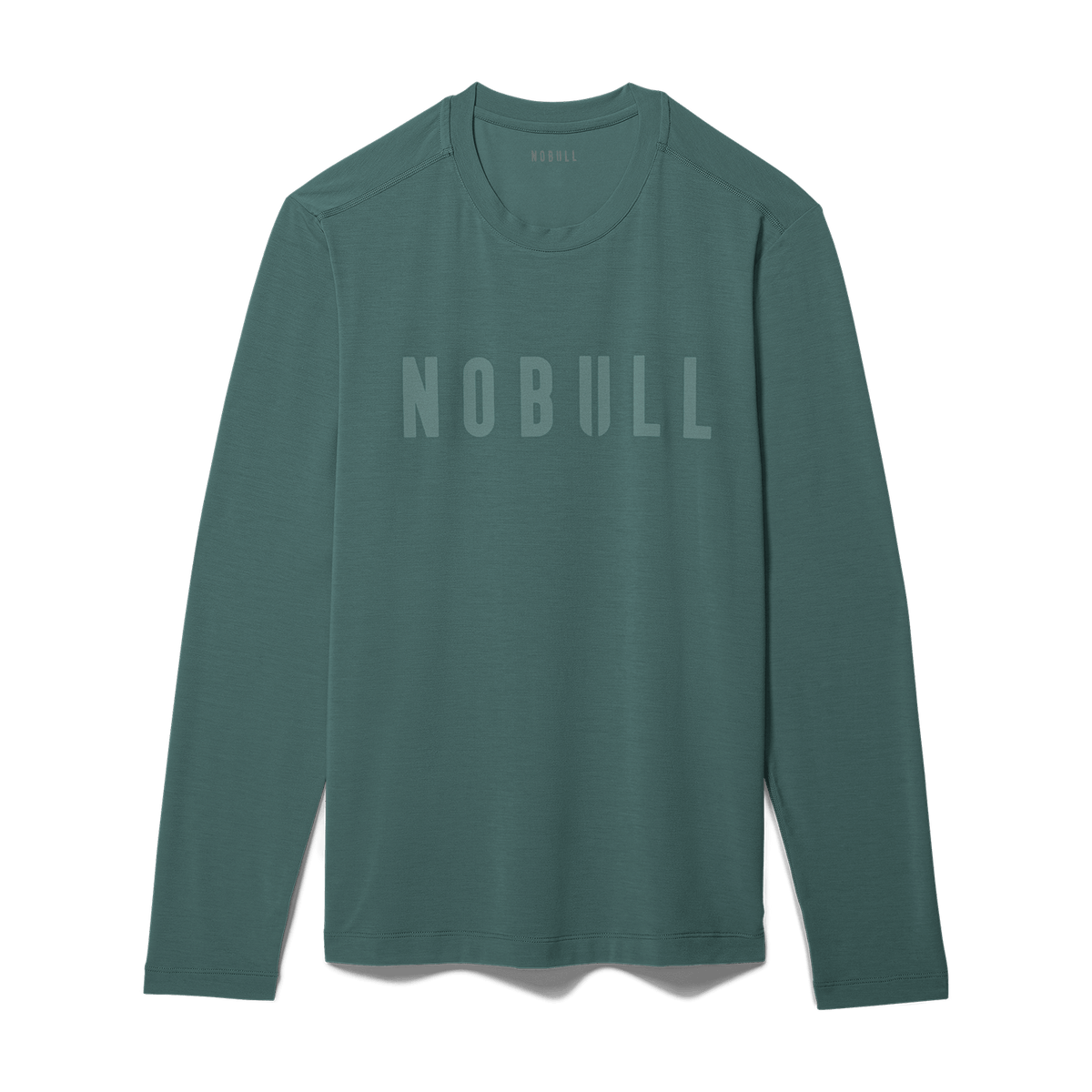 Men's Silver Pine NOBULL Long Sleeve Tee Flat Lay Angle.