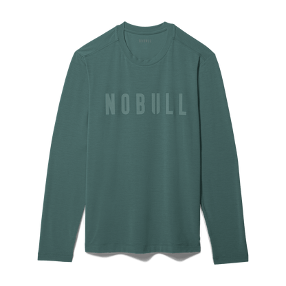 Men's Silver Pine NOBULL Long Sleeve Tee Flat Lay Angle.
